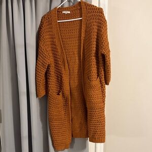Burnt Orange Chunky Knit Cardigan | Open Front Cozy Sweater | Fall Layer